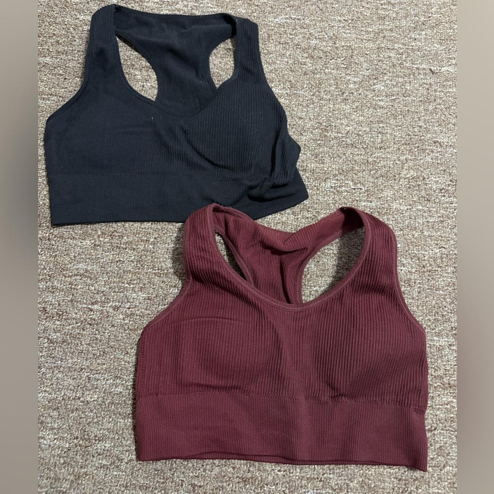 2 for 1 Aerie Black and Burgundy Ribbed Racerback Bras